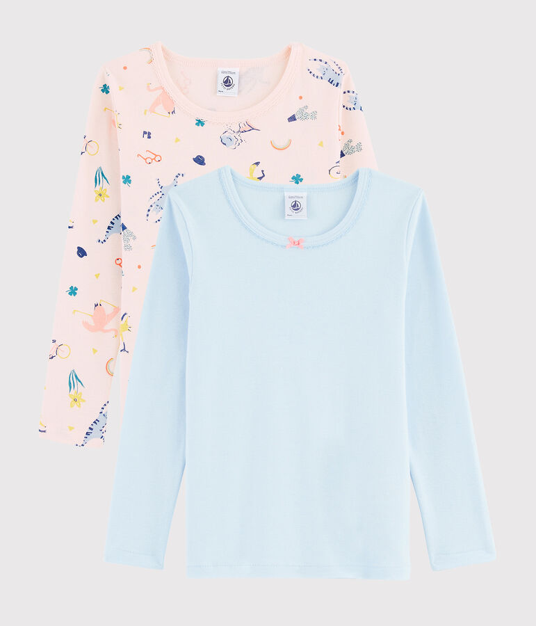 Set mit 2 lang&auml;rmligen Yoga-T-Shirts mit Tiermuster f&uuml;r kleine M&auml;dchen vielfarbig