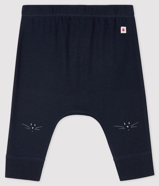 Baby-Leggings aus Bio-Baumwolle mit Katzenkopf-Motiv blau SMOKING