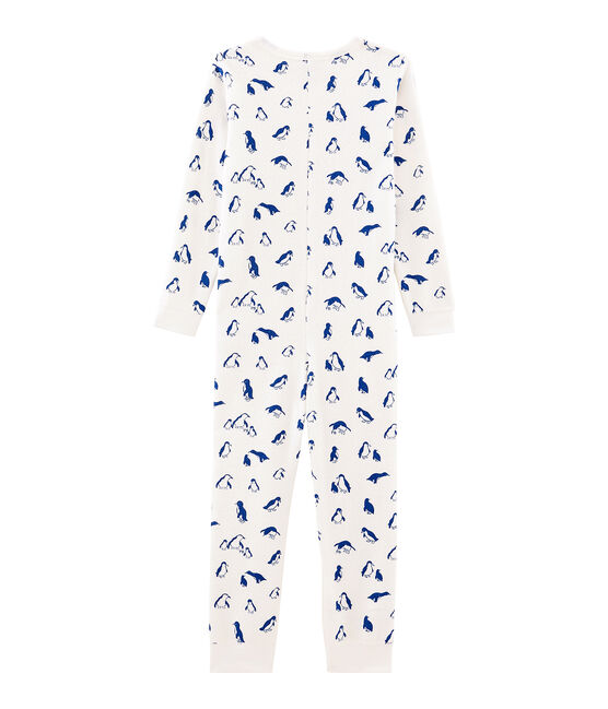 Langer Unisex-Overall aus angerautem, extra warmem Bouclé-Frottier. weiss MARSHMALLOW/blau MAJOR