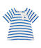 Gestreiftes Baby-Mädchen-Kurzarmshirt weiss MARSHMALLOW/blau PERSE