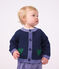 Baby-Cardigan aus Woll- und Baumwollstrick mit Herz-Jacquardmuster blau/vielfarbig