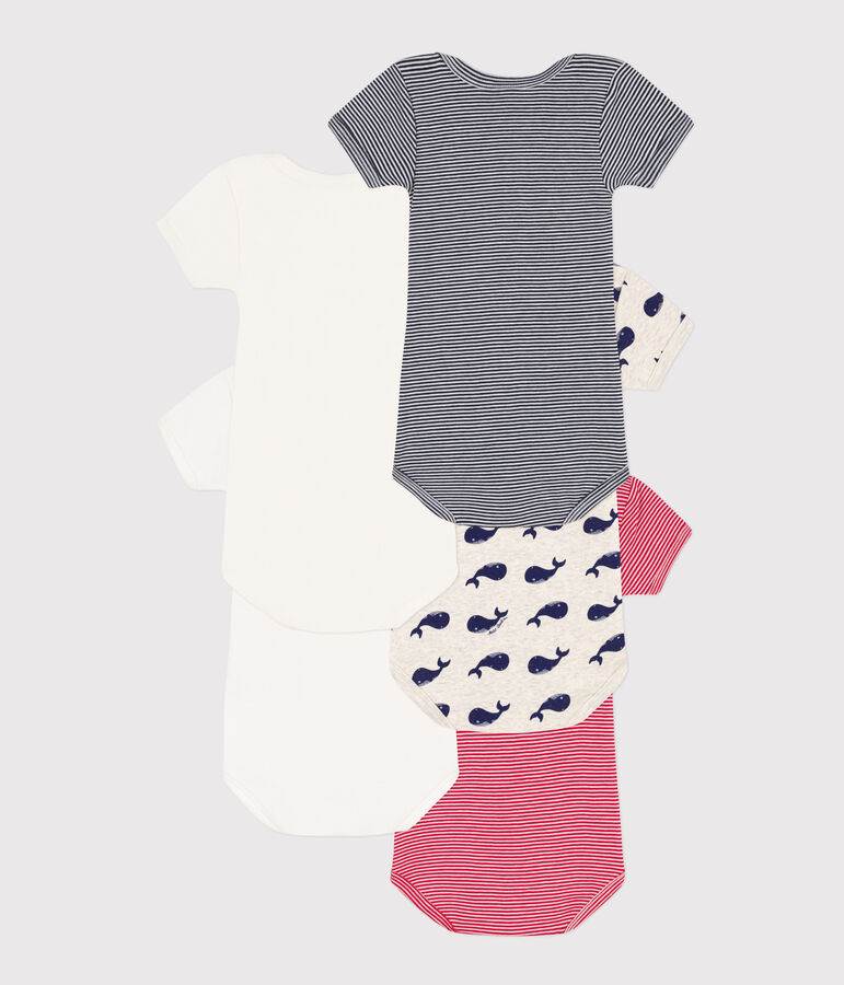 5er-Set kurz&auml;rmelige Bodys aus Baumwolle mit Wal-Motiven vielfarbig