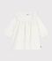 Langärmeliges Baby-Kleid aus Fein-Cord mit Allover-Stickereien naturfarben MILK/ ARGENT