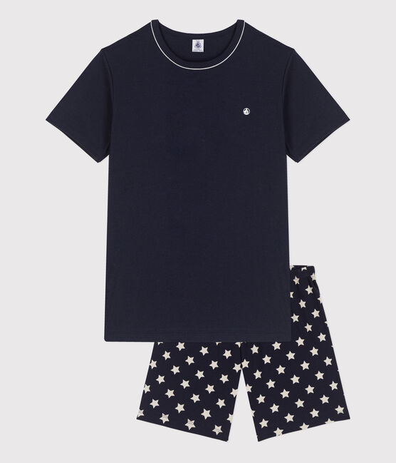 Kinder-Kurzpyjama aus Baumwolle mit Sternenmotiv für Jungen blau SMOKING/weiss MARSHMALLOW