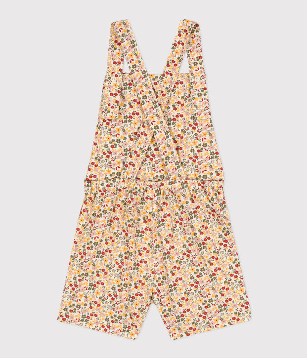 Kurzer Kinder-Overall aus Popeline f&uuml;r M&auml;dchen naturfarben/vielfarbig