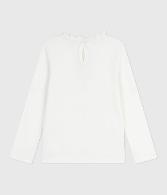 Langärmeliges Kinder-T-Shirt aus einfarbiger Baumwolle weiss MARSHMALLOW
