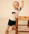 Kurzärmeliges Baby-T-Shirt aus leichtem Jersey weiss AVALANCHE/blau SMOKING