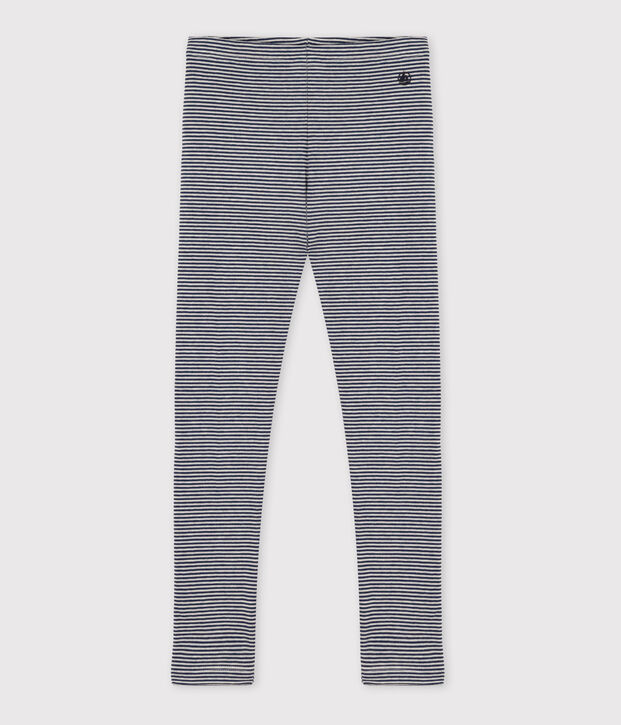 Kinder-Leggings aus Doppeljersey f&uuml;r M&auml;dchen blau/beige