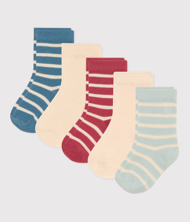 5er-Set Babysocken mit Streifen aus Baumwolljersey vielfarbig