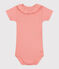 Kurzärmeliger Baby-Body aus einfarbiger Baumwolle orange ABRICOT