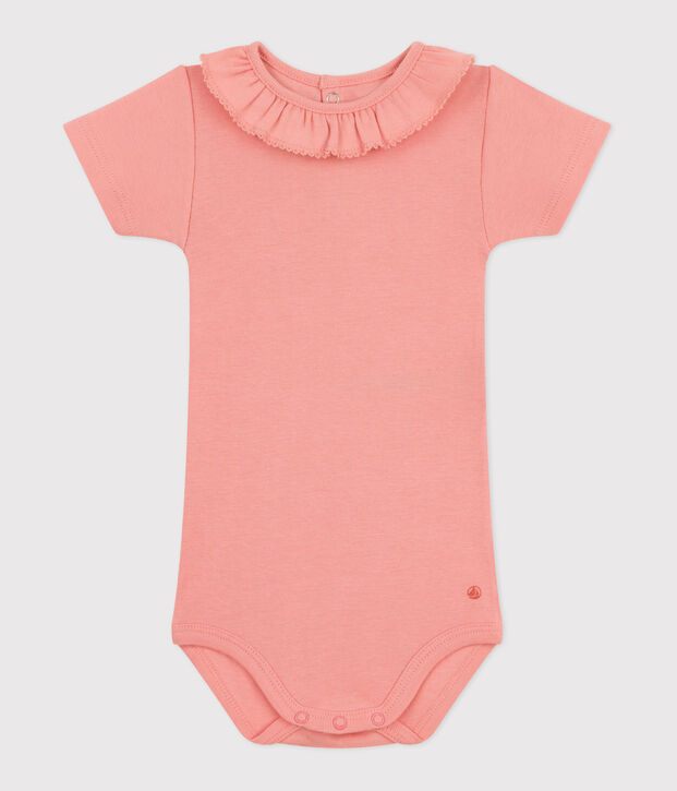 Kurz&auml;rmeliger Baby-Body aus einfarbiger Baumwolle orange