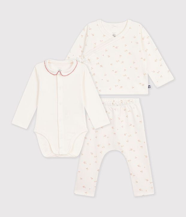 Baby-Set aus Baumwolle mit Kragen und Blumenmuster naturfarben/vielfarbig