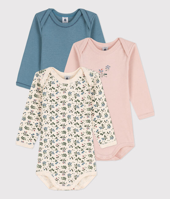 3er-Set langärmelige Baby-Bodys aus Baumwolle mit Blumenmotiv variante 1