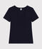 Kurzärmeliges Damen-T-Shirt L'ICONIQUE aus einfarbigem Rippstrick blau SMOKING