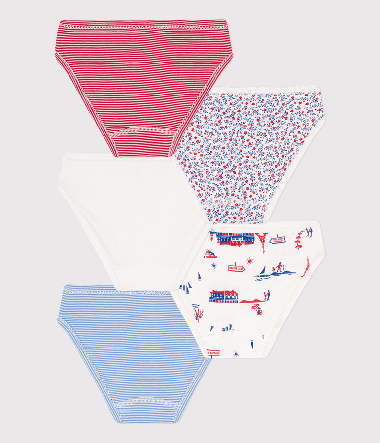 5er-Set Slips aus Baumwolle und Elastan mit Parismotiv f&uuml;r M&auml;dchen vielfarbig