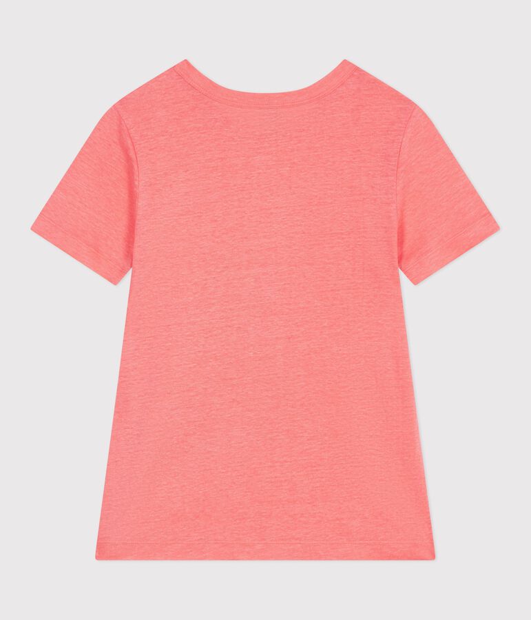 Kurz&auml;rmeliges Damen T-Shirt aus einfarbiger Baumwolle rosa