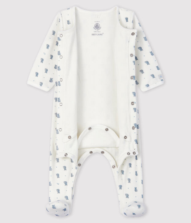 Baby-Bodyjama aus Velours mit Koala-Motiv f&uuml;r Jungen weiss/vielfarbig