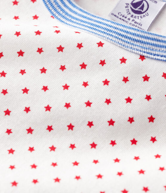 Kinderpyjama aus Bio-Baumwolle mit Muster weiss MARSHMALLOW/rot PEPS