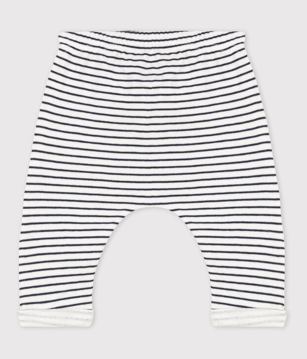 Gestreifte Babyhose aus Baumwoll-Doppeljersey weiss/blau