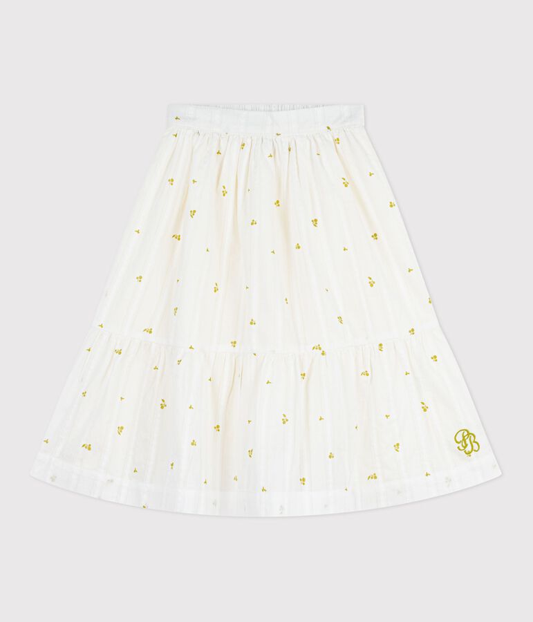 Langer Kinder-Rock aus Baumwolle mit Blumenmuster gr&uuml;n/gr&uuml;n