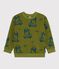 Kinder-Sweatshirt aus gemusterter Baumwolle blau CEDAR/ OLYMPIC