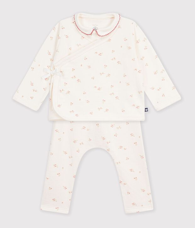 Baby-Set aus Baumwolle mit Kragen und Blumenmuster naturfarben/vielfarbig