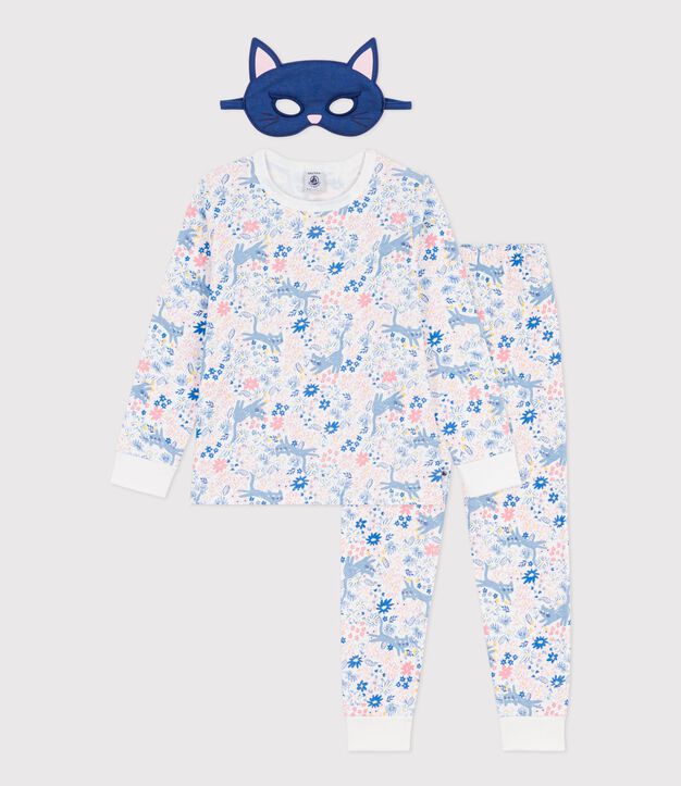 Kinder-Pyjama zum Verkleiden aus Baumwolle mit Blumenmotiv weiss/vielfarbig