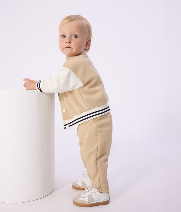Baby-Jogginghose aus einfarbiger Baumwolle beige