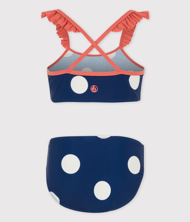 Kinder-Bikini mit Tupfen f&uuml;r M&auml;dchen blau/weiss