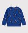 Kinder-Sweatshirt aus Baumwolle mit Tiermotiv blau/vielfarbig