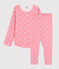 Jacquard-Pyjama aus Wolle/Baumwolle mit Katzenmotiv für Mädchen rosa CHEEK/weiss MARSHMALLOW