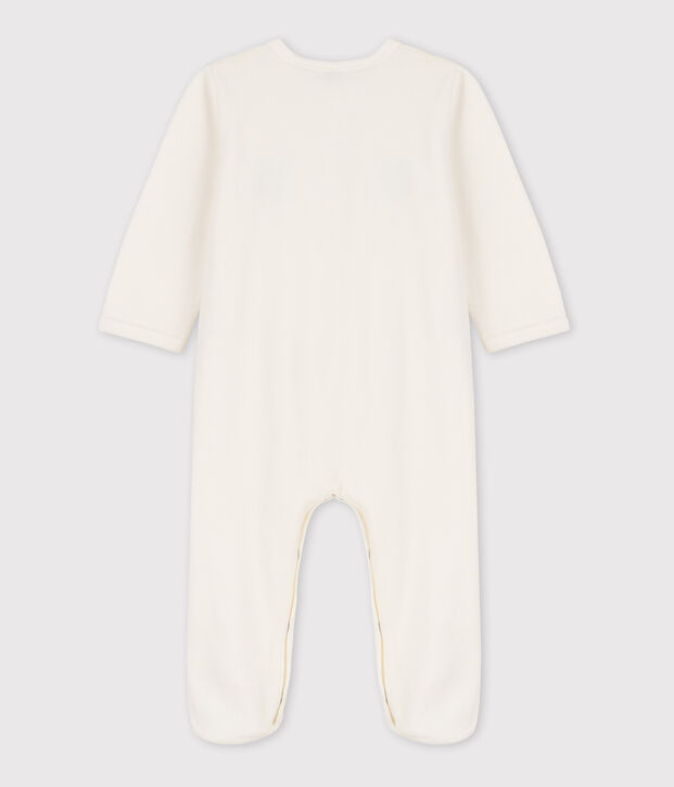 Baby-Strampler aus Nicki mit Fuchsmotiv weiss