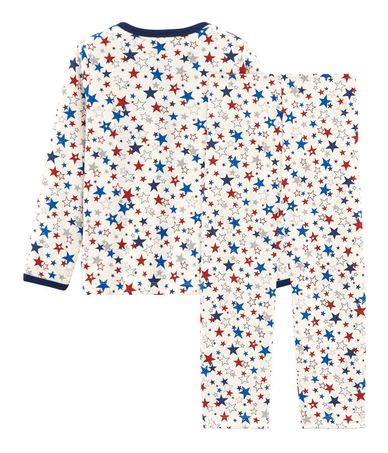 Pyjama aus Doppeljersey f&uuml;r kleine Jungen weiss MARSHMALLOW/weiss MULTICO