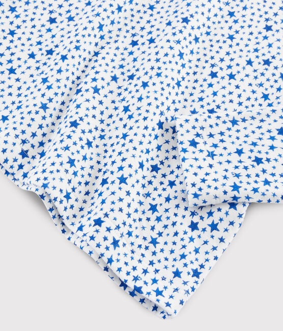Kinderpyjama aus Doppeljersey mit blauen Sternchen für Jungen weiss MARSHMALLOW/weiss MULTICO