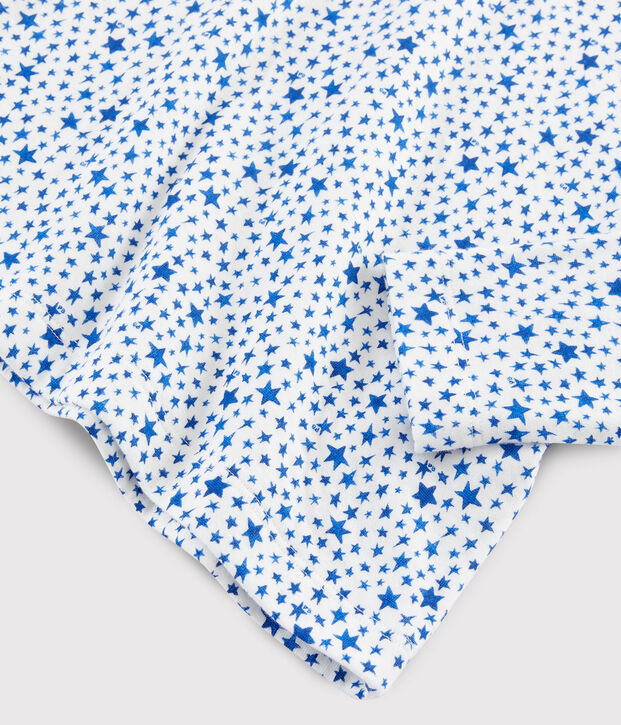 Kinderpyjama aus Doppeljersey mit blauen Sternchen f&uuml;r Jungen weiss/vielfarbig