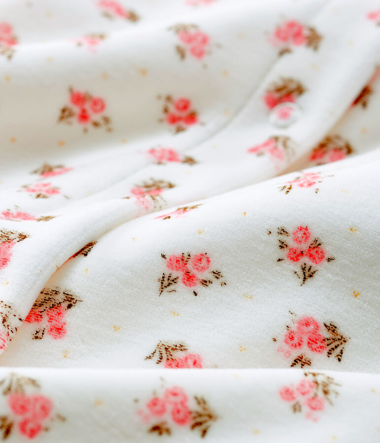 Baby-Bodyjama aus Velours f&uuml;r M&auml;dchen weiss MARSHMALLOW/weiss MULTICO