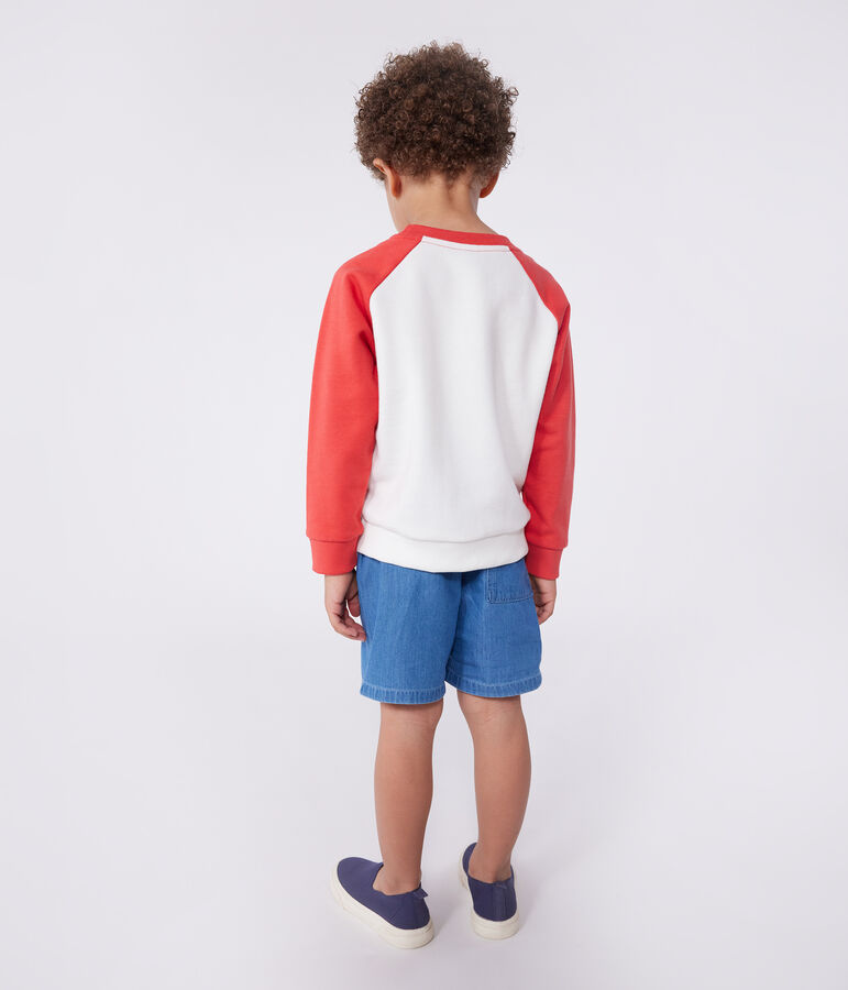 Kinder-Sweatshirt aus bedruckter Baumwolle weiss/rot
