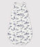 Baby-Schlafsack aus Rippstrick mit Paris-Motiv im Toile-de-Jouy-Stil weiss MARSHMALLOW/blau MEDIEVAL