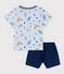 Kinder-Kurzpyjama aus Baumwolle für Jungen blau FRAICHEUR/weiss MULTICO