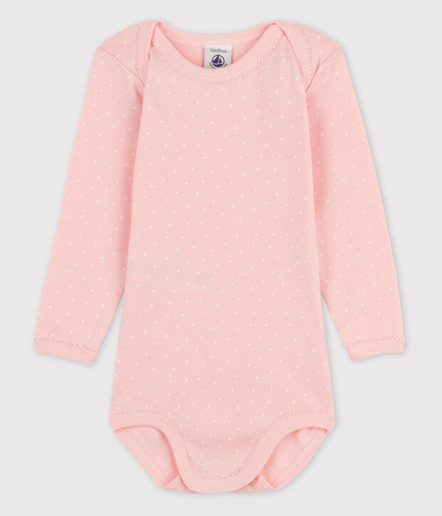 Lang&auml;rmliger Baby-Body f&uuml;r M&auml;dchen rosa/weiss