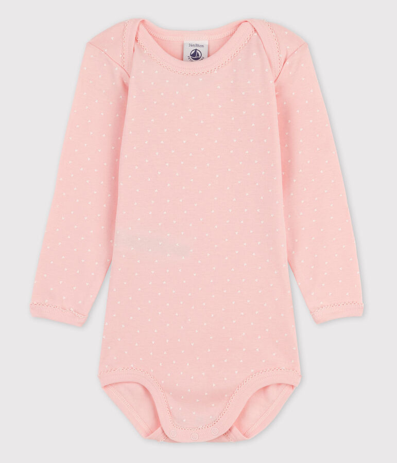 Lang&auml;rmliger Baby-Body f&uuml;r M&auml;dchen rosa/weiss