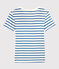 T-Shirt L’ICONIQUE mit V-Ausschnitt aus Bio-Baumwolle für Damen weiss MARSHMALLOW/blau DELFT