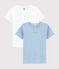 Set mit 2 kurzärmeligen T-Shirts aus Bio-Baumwolle mit blauem Ringelmuster für kleine Jungen variante 1