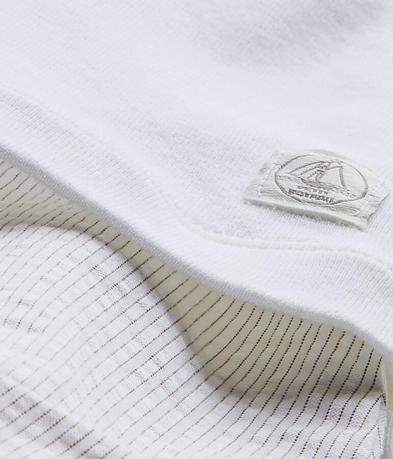 Kurzer Baby-Jungen-Einteiler im Materialmix weiss/beige