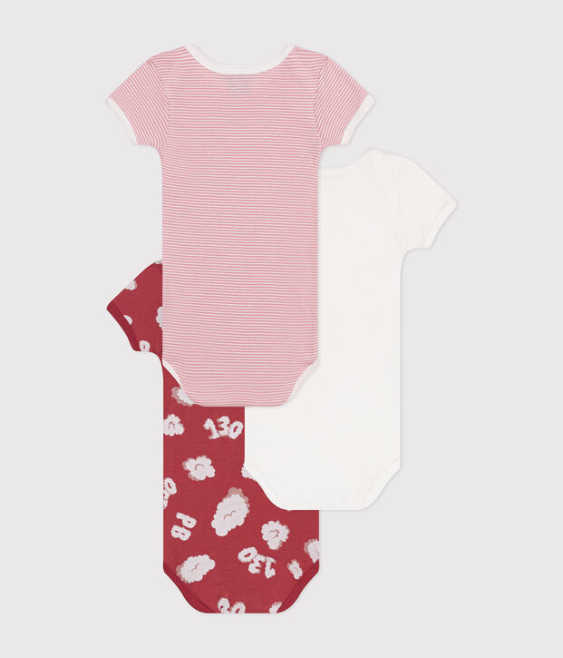 3er-Set kurz&auml;rmelige Baby-Bodys aus Baumwolle vielfarbig