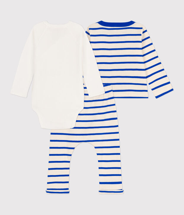 Baby-Set aus Baumwolle mit Marinestreifen naturfarben/blau