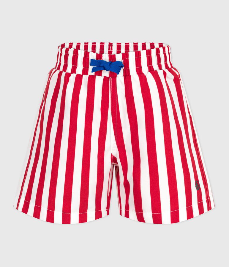 Kinder-Badeshorts mit Streifen weiss/rot