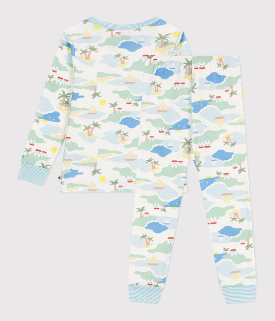 Kinder-Pyjama aus bedruckter Baumwolle  weiss MARSHMALLOW/weiss MULTICO