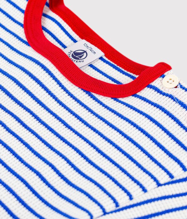 Kurz&auml;rmeliges Baby-T-Shirt aus Baumwolle mit Streifen blau/blau