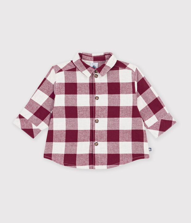Baby-Hemd aus Flanell mit Karomuster braun/beige
